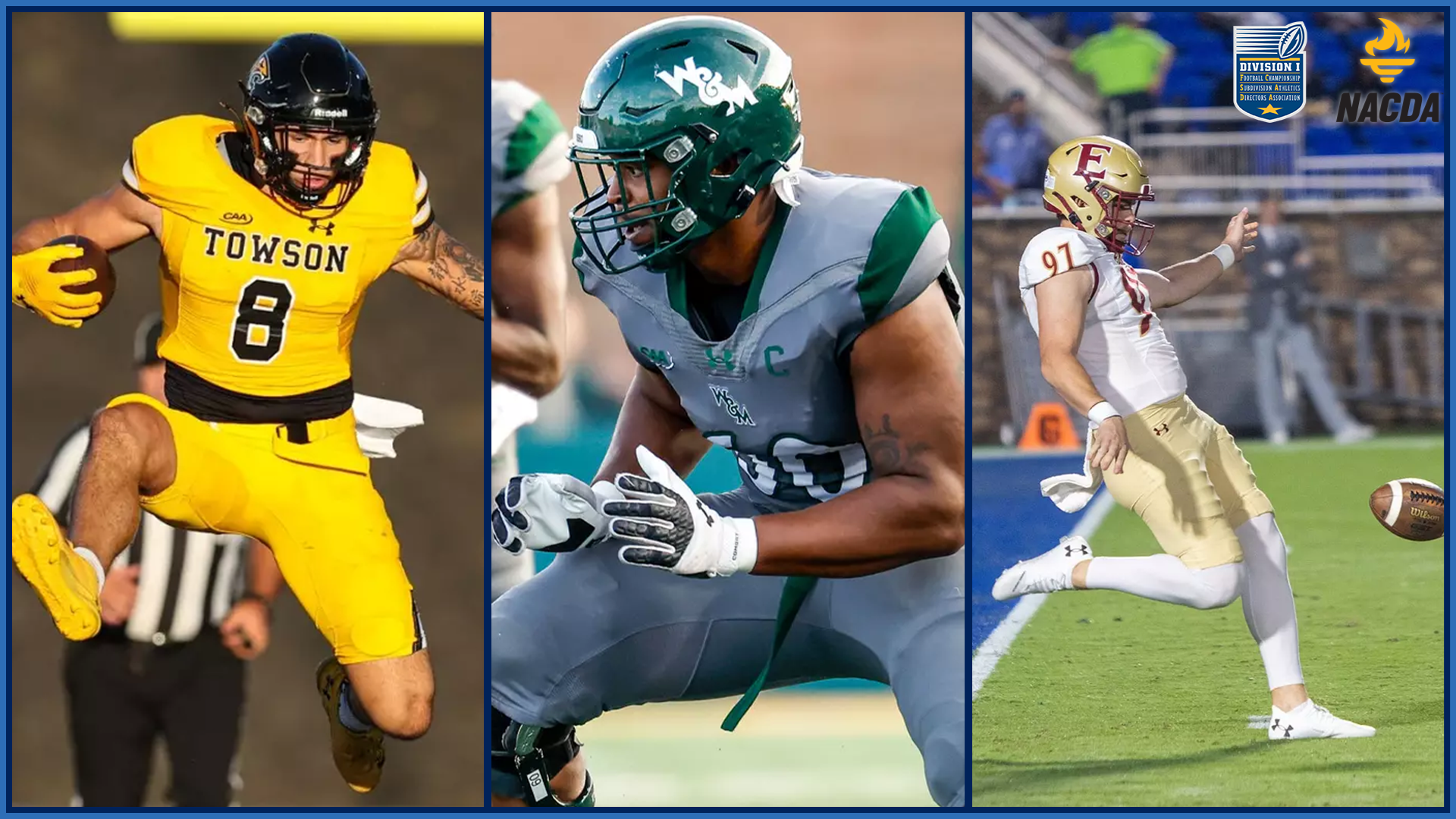 Three CAA Football Standouts Selected To Prestigious FCS ADA All-America Team